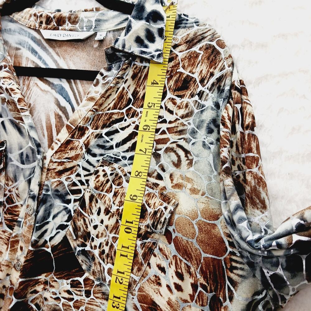 Blouse Leopard Tiger Zebra Glam Mob Wife Y2K Office Siren Heritage Tab Size XL - Picture 10 of 12